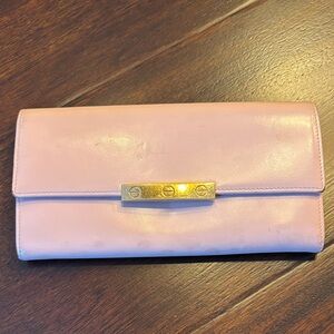 Pre-loved Cartier Pink Leather Wallet with Gold Accent